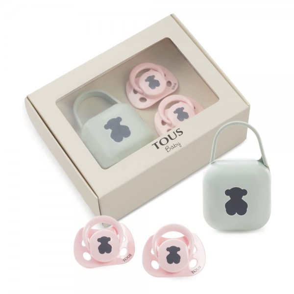 Pack 2 Chupetes Anatómicos Tous Baby 0-6 Meses Rosa+ Porta